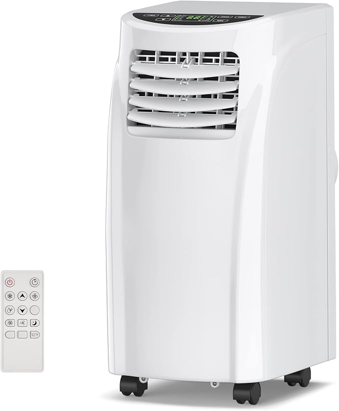 COSTWAY Portable Air Conditioners, 8000 BTU Air Conditioner Unit spaces up to 230 Sq.Ft with Remote Control Dehumidifier Function Window Wall Mount, 4 Caster Wheel, Sleep Mode and 2 Fan Speed by COSTWAY