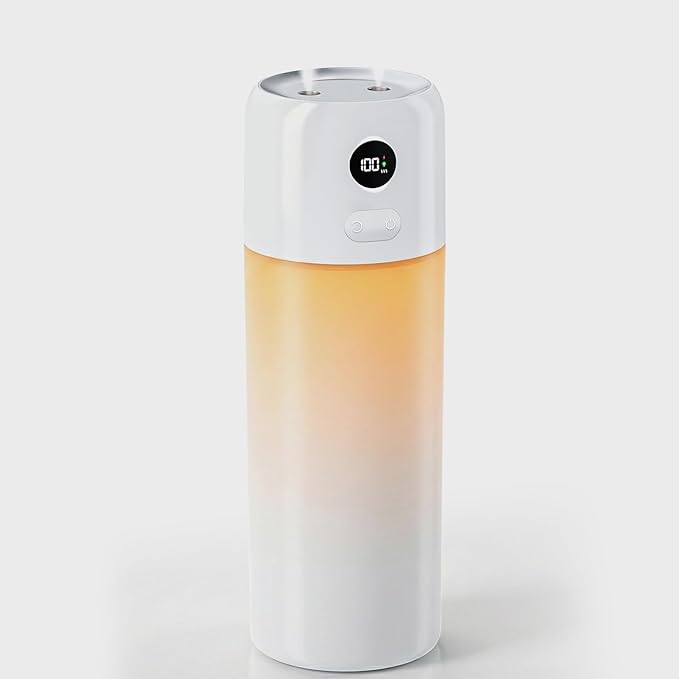 Mini Humidifier for Bedroom, 500ml, Dual Mist Rechargeable Travel Humidifier for Office, Car, Nursery, Auto Shut-Off, Dry-Burn Protection, Timer, Quiet with Night Light (Snow White) by Unknown