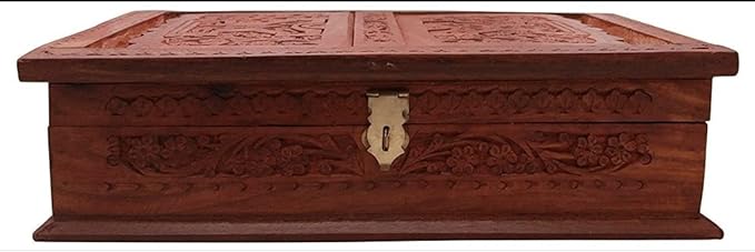 Crafting with Love A Beautiful Wooden HOLY Book Stand Box for Reading RAMAYAN , Geeta , Quran , Bible , GURU Granth Sahib , Fully Carved - Image 3