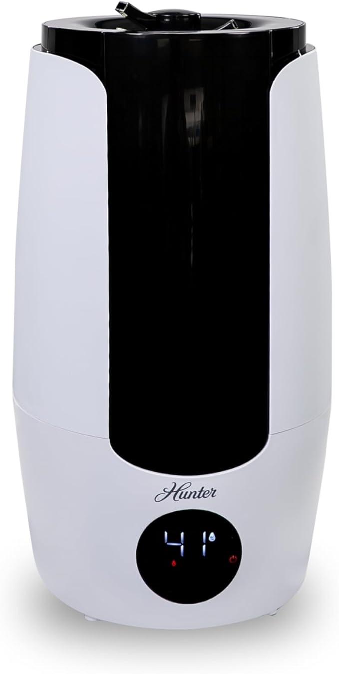 HHU400 Hunter Aspire Series Ultrasonic Humidifier (8.3L) - Vibration Technology Humidifier with Long Lasting Mist for Large Spaces - Extension Wand & 360 Degree Nozzle for Even Distribution - White by HunterFanCompany