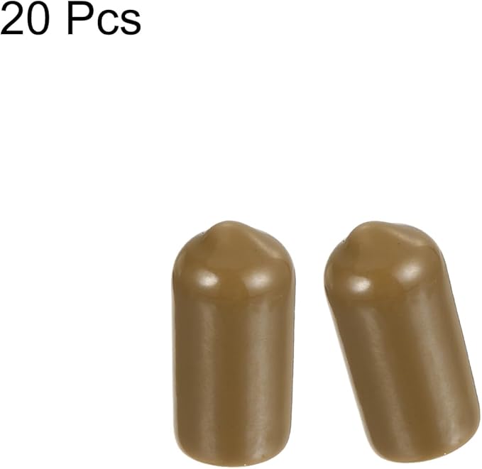 uxcell 20pcs Rubber End Caps 7mm ID Vinyl PVC Round Tube Bolt Cap Cover Screw Thread Protectors Light Brown - Image 2