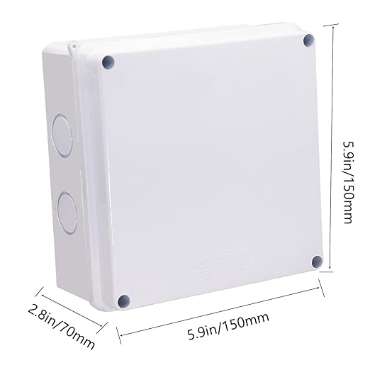 Junction Box, Reserved Holes Electrical Boxes Waterproof IP65 ABS Plastic Electrical Power Cord Enclosure Project Box White 5.9 x 5.9 x 2.8 inch(150x150x70mm) - Image 2