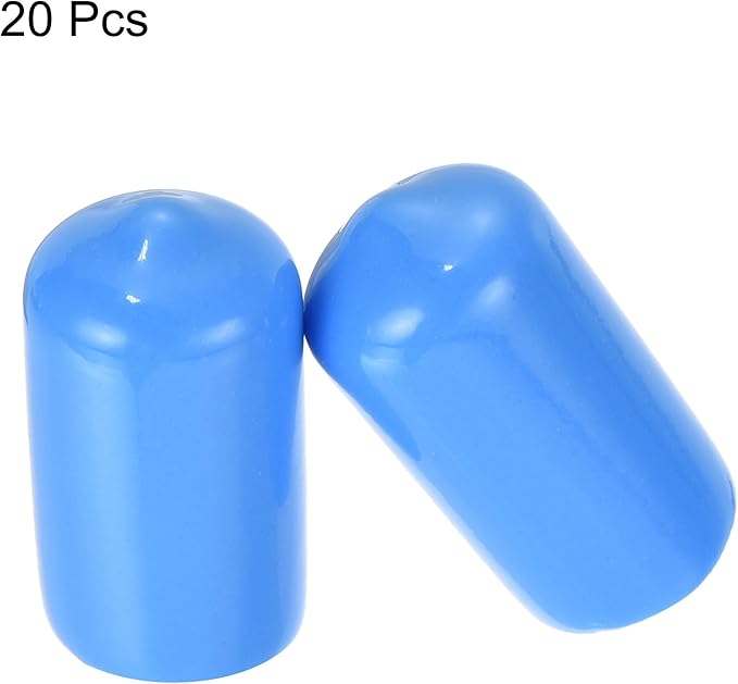 uxcell 20pcs Rubber End Caps 12mm(1/2 inch) ID Vinyl Round Tube Bolt Cap Cover Screw Thread Protectors Light Blue - Image 2