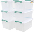 6-Pack Clear Storage Latch Bins, 20 L Plastic Storage Boxes by Zerdyne