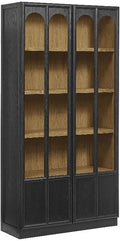 Modway Anwen 79" Wood Display Cabinet with Glass Doors in Black Oak – Modern China Cabinet with Arched Door Detail – Large Curio Cabinet for Collectibles by Modway