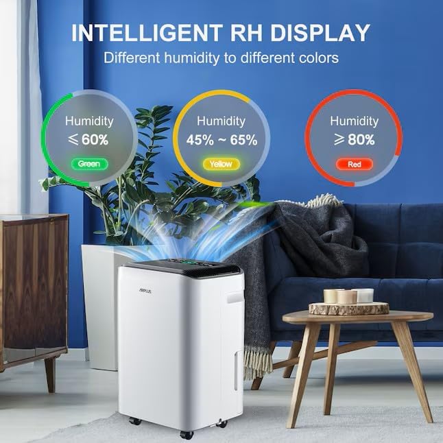 AIRPLUS 70 Pints Dehumidifiers for Home, 5500 Sq. Ft Dehumidifier for Basement with Drain Hose, Continuous Drainage, Intelligent Humidistat, Dehumidifier for bathroom, bedroom, Large Room - Image 5