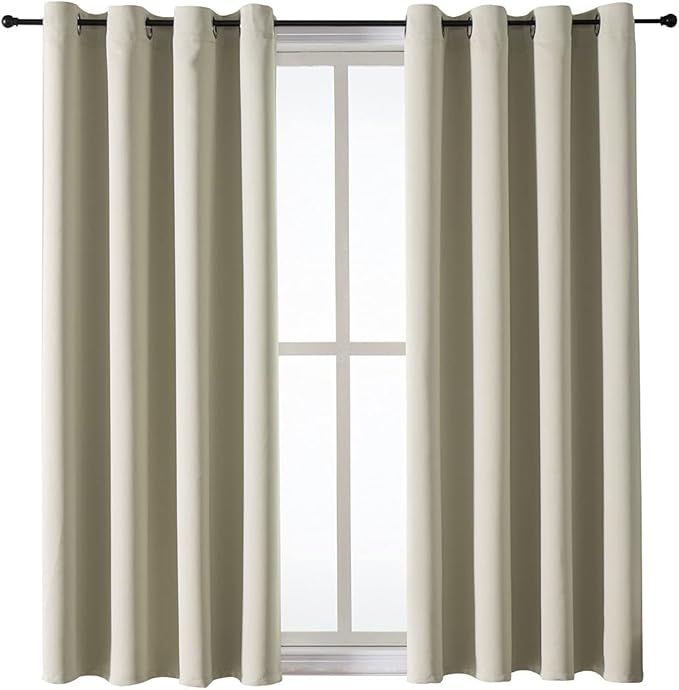 ChrisDowa Grommet Room Darkening Curtains for Bedroom and Living Room - 2 Panels Set Thermal Insulated Blackout Curtains (Beige, 52W x 45L) - Image 7