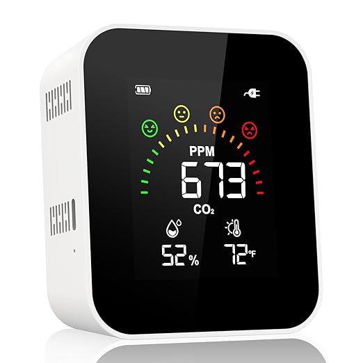 Air Quality Monitor Indoor for CO2, Temp, Humidity, YOWEXA 400-10,000 PPM Carbon Dioxide Detector with NDIR CO2 Sensor & Color Screen, 3 Adjustable Backlight CO2 Monitor for Home/Office/Car/Plant by Yowexa