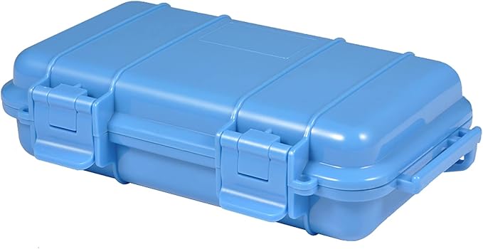Dry Storage Box, Shockproof Waterproof Box with 2 U‑Shape Buckle, Plastic Storage Container for Cameras, Phones, Camping, Fishing, Hiking(Large-Blue) by Yuecoom
