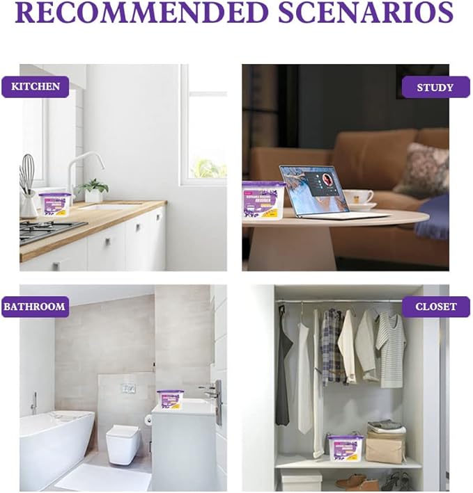 CANAGER Moisture Absorber Box-Odor Eliminator,Absorb Excess Moisture. Suitable for Wardrobe, Bedroom, Kitchen and Bathroom-6 Packs, Effectively Collect Water, Fresh Air,Freesia. Fuchsia - Image 7