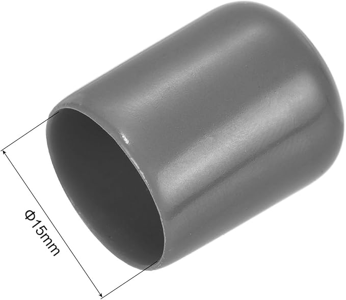 uxcell 20pcs Rubber End Caps 15mm ID Vinyl PVC Round Tube Bolt Cap Cover Screw Thread Protectors Dark Grey - Image 3