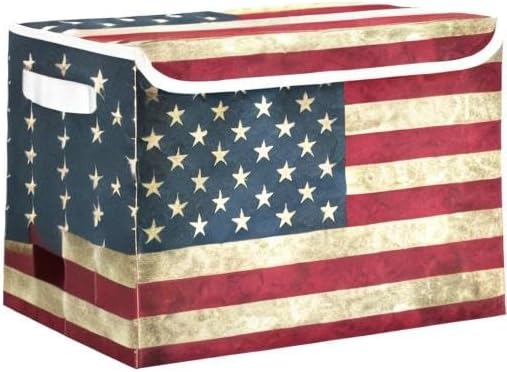 xigua American Flag Storage Bins with Lids and Carrying Handle,Foldable Storage Boxes Organizer Containers Baskets Cube with Cover for Home Bedroom Closet Office - Image 8