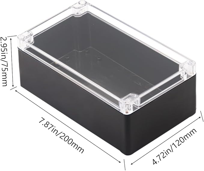 Project Box IP65 Waterproof Junction Box ABS Plastic Black Electrical Boxes DIY Electronic Project Case Power Enclosure Clear Cover 7.87"x4.72"x2.95"(2Pcs) - Image 2