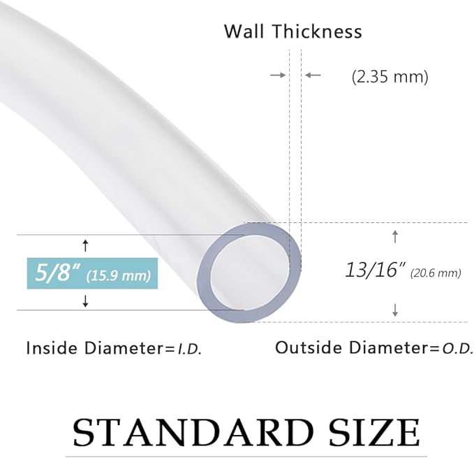 DAVCO 5/8" ID - 100 ft Clear Vinyl Tubing, Low Pressure Flexible PVC Tube, Heavy Duty UV Chemical Resistant Lightweight Plastic Vinyl Hose, BPA Free and Non Toxic, with 2 Stainless Clamps - Image 3