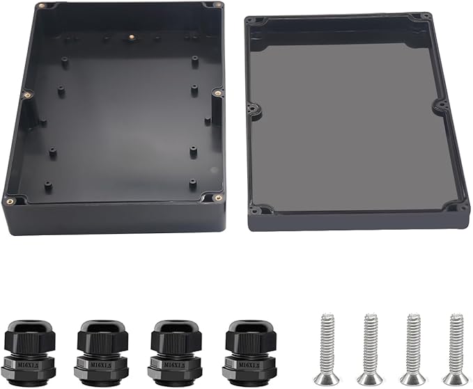 Project Box ABS Black Electrical Boxes IP67 Outdoor Waterproof box Electronic Junction Box Power Enclosure with Cable Glands for DIY Project 10.4 x 7.2 x 2.4 inch (263x182x60mm) by Otdorpatio