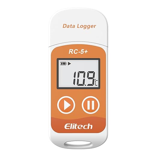 Elitech RC-5+ Digital PDF USB Temperature Data Logger Reusable Recorder Refrigerator Thermometer 32000 Points High Accuracy (100 Packs) by Elitech