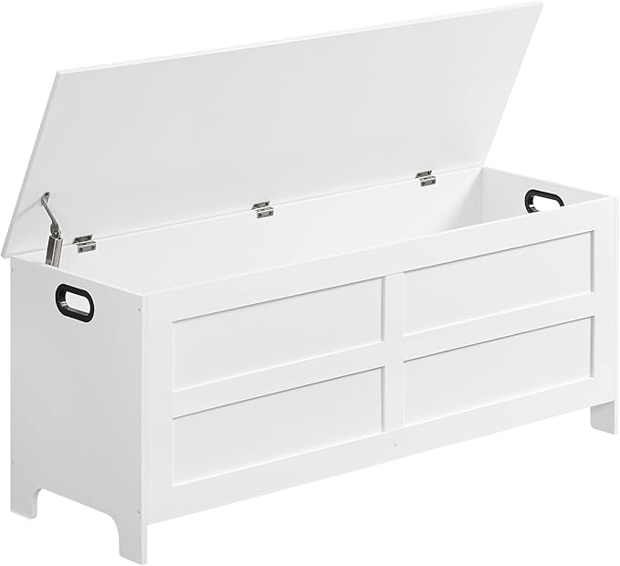 Storage Chest, 47.2” Large Toy Chest, Entryway Storage Trunk, Storage Bench with Safety Hinge, Entrance Bench for Living Room, Entrance, Bedroom, White SCWT48901 by MAHANCRIS