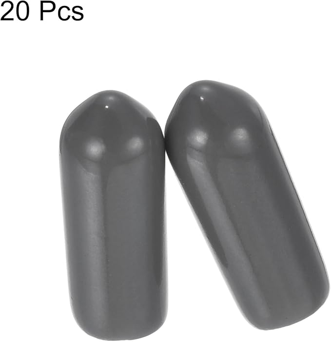 uxcell 20pcs Rubber End Caps 5mm(3/16") ID Vinyl PVC Round Tube Bolt Cap Cover Screw Thread Protectors Dark Grey - Image 2