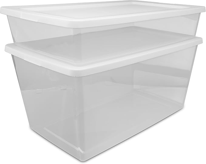 (2-Pack) 90QT transparent plastic storage boxes with lids, large white storage containers, measuring 29 L x 18 W x 13 H, with snap-on lids, suitable for home, office and commercial use. - Image 4