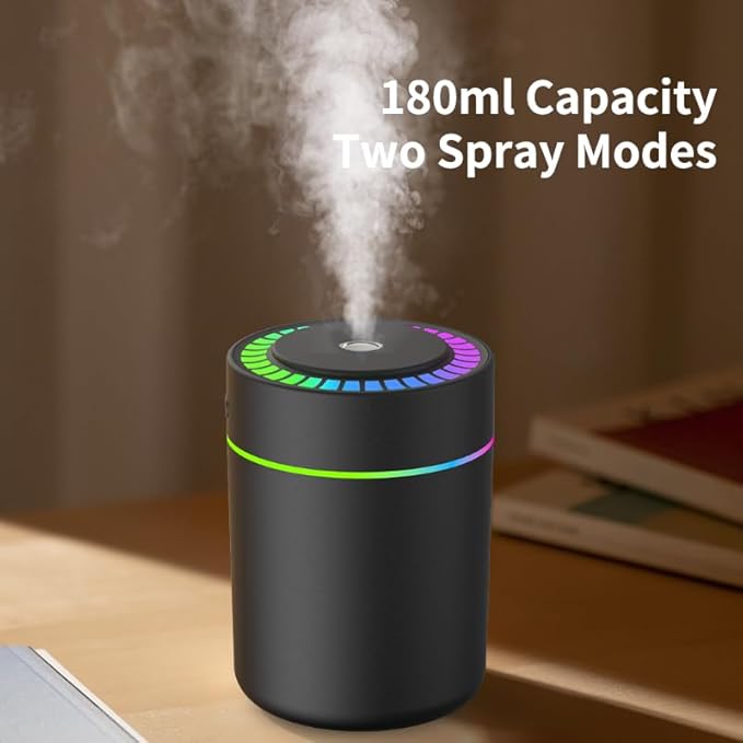180ml Portable Small Humidifier with Colorful LED Night Light, USB Personal Desktop Humidifier for Car Home Office Travel, Auto Shut-Off, 2 Mist Modes, Super Quiet - Image 9
