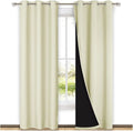 NICETOWN Living Room Completely Shaded Draperies, Privacy Protection & Noise Reducing Black Lined Insulated Window Treatment Curtain Panels for Patio Door (Beige, Set of 2, W42 x L84) by NICETOWN