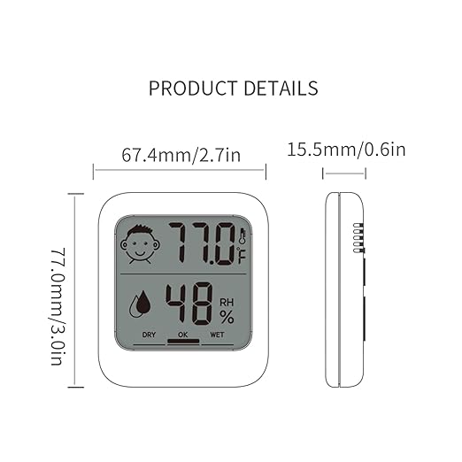 Digital Thermometer and Hygrometer with Comfort Face Display, Hygrometer, Stand, Magnet, Hanging, Simple, Infectious Disease Prevention, Heat Stroke Prevention (Simple, No Clock) - Image 7