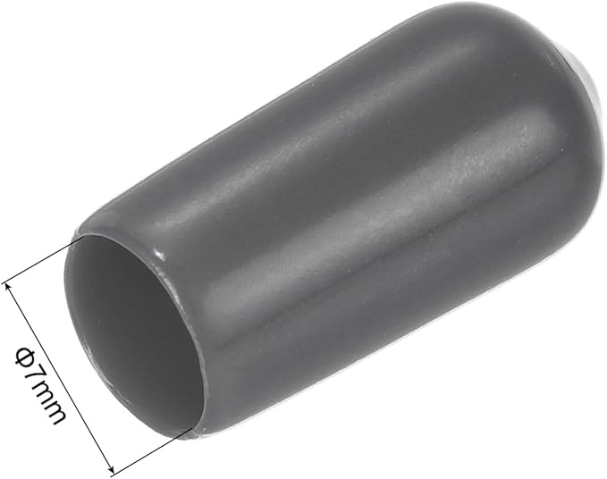 uxcell 20pcs Rubber End Caps 7mm(1/4") ID Vinyl PVC Round Tube Bolt Cap Cover Screw Thread Protectors Dark Grey - Image 3
