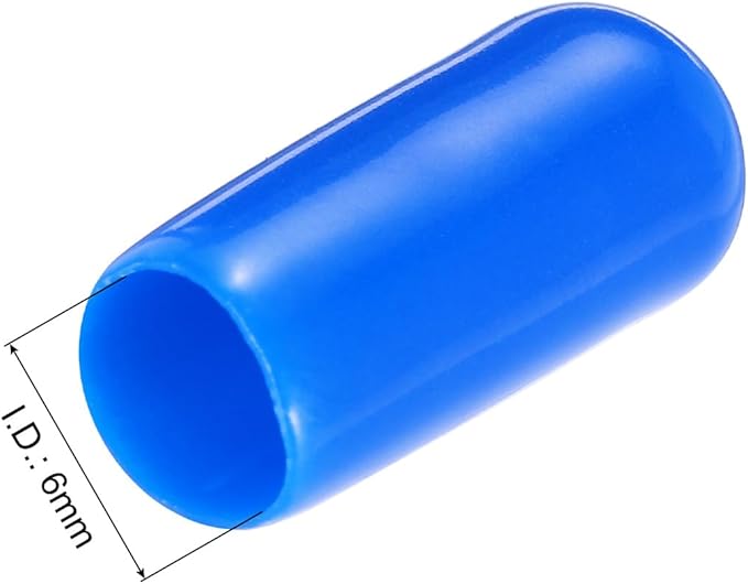 uxcell 20pcs Rubber End Caps 6mm(1/4") ID Vinyl PVC Round Tube Bolt Cap Cover Screw Thread Protectors,Blue - Image 3