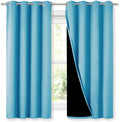 NICETOWN Extra Long Truly Blackout Drapes for Hall and Villa, 46-inch Width Each Panel, 45-inch Length, Teal Blue, 2 Pieces, 100% Blackout Window Curtain Panels with Black Lined for Night Shift Worker by NICETOWN