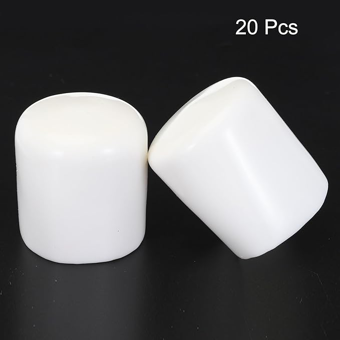uxcell 20pcs Rubber End Caps 38mm ID Vinyl Round Tube Bolt Cap Cover Screw Thread Protectors White - Image 2