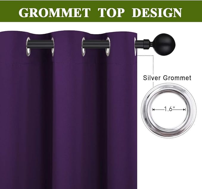NICETOWN Energy Saving Blackout Darkening Drape, Triple Weave Home Decoration Thermal Insulated Solid Ring Top Blackout Curtain/Drape for Bedroom(1 Panel, 42 x 84 inch, Royal Purple) - Image 3