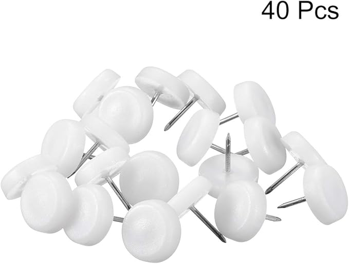 uxcell Furniture Feet Nail Plastic Glide Nails Chair Table Leg Protector Pads 22mm Dia White 40pcs - Image 3