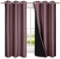 NICETOWN 100% Blackout Short Curtains with Black Liners, 2 Panels, 37" W by 40" L, Dry Rose, Solid Thermal Insulated Full Blackout 2-Layer Lined Drapes, Energy Efficiency Window Draperies for Bedroom by NICETOWN