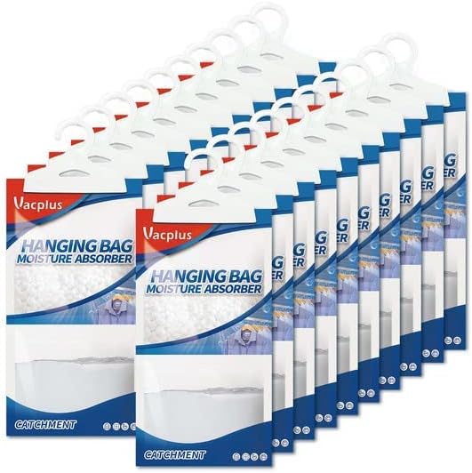 Vacplus Moisture Absorbers Packets, Fragrance Free 20 Pack, Humidity Packs, Dessicant Packets, Hanging Closet Dehumidifier Bags, Odor Eliminator for Bathroom 9.8OZ by Vacplus