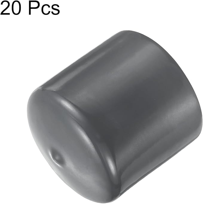 uxcell 20pcs Rubber End Caps 48mm ID Vinyl Round Tube Bolt Cap Cover Thread Protectors Dark Grey - Image 2