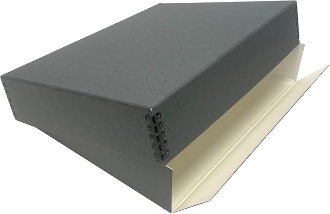 Lineco Archival Museum Storage Box with Removable Lid and Drop Front Design, 8.5 x 11 x 3 Inch. Preserve Longevity, Store Photos, Documents, Cards, Magazines, Prints, DIY. Gray by Lineco