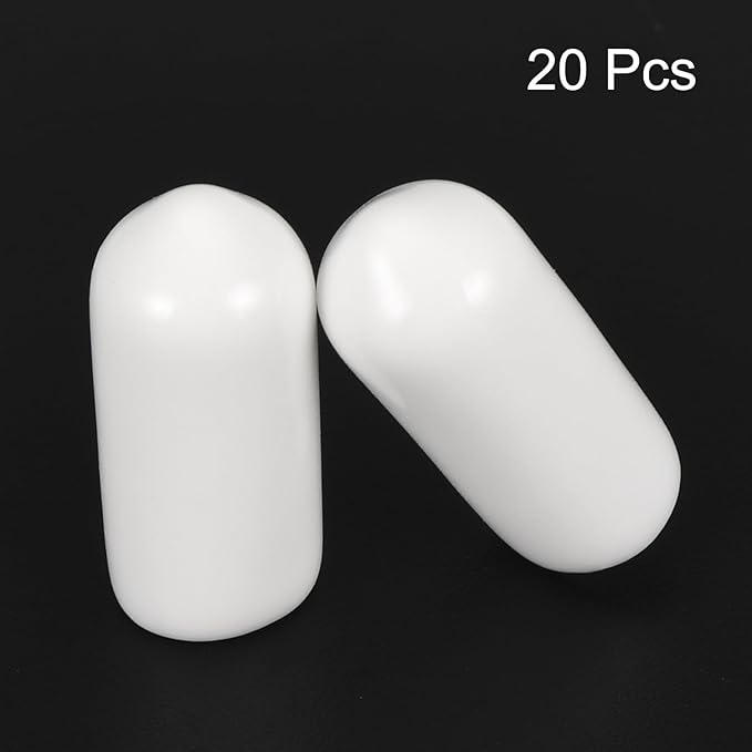 uxcell 20pcs Rubber End Caps 6.5mm ID Vinyl Round End Cap Cover Screw Thread Protectors White - Image 2