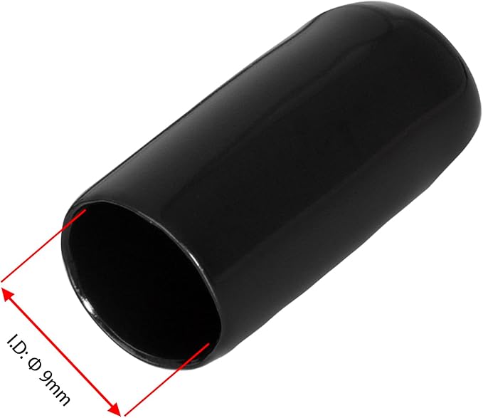 20 PCS Black Round Vinyl Rubber End Caps Kits, Flexible Screw Thread Protectors Safety Cover for Metal Tubing Rod Bolt, 9mm (9/25 inch) - Image 2