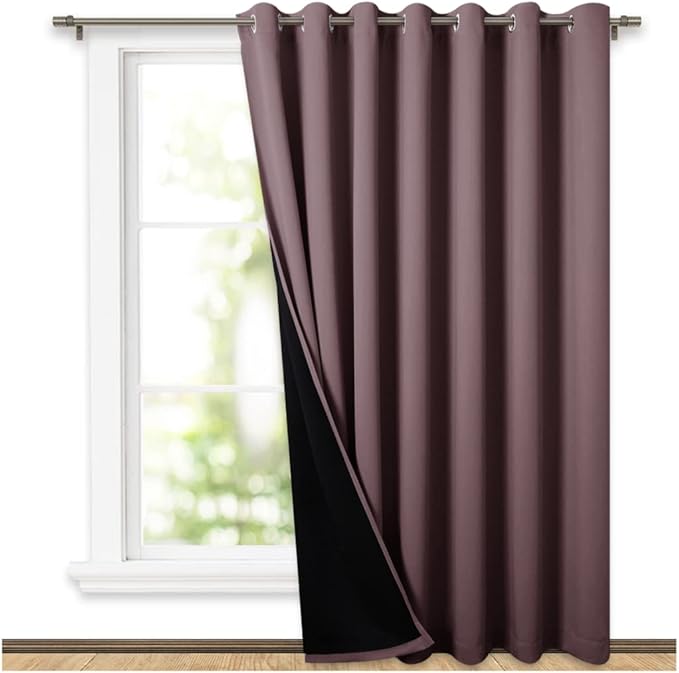 NICETOWN Total Shade Patio Door Curtain, Heavy-Duty Full Light Shading Sliding Door Drape Room Divider Curtain, Vertical Blind for Window（Dry Rose, 1 Panel, 100 inches Wide x 84 inches Long by NICETOWN