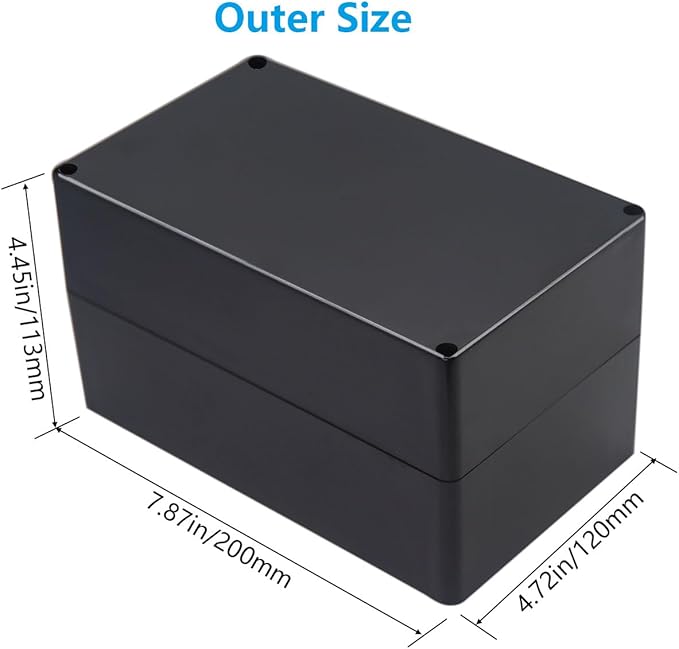 Outdoor Waterproof Junction Box IP67 Project Box ABS Black Electrical Boxes Electronic Enclsoure for DIY Project 7.9 x 4.7 x 4.5 inch (200x120x113mm) - Image 2