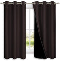NICETOWN Complete 100% Blackout Curtains, Thermal Insulated & Energy Efficiency Window Draperies with Black Liner, Noise Reducing Short Curtains for Kids Room (Brown, 42-inch W by 63-inch L, 2 Panels) by NICETOWN