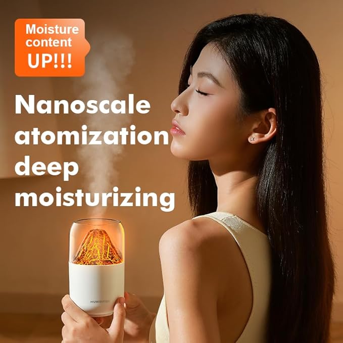 Portable Mini Volcano USB Humidifier - 300ml Cool Mist for Baby, Travel, Office & Home - Auto Shut-Off, 2 Mist Modes, Super Quiet - Black - Image 6