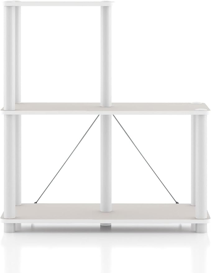 Homes: Inside + Out Apexa Modern 3-Cube Ladder Shelving Units, Collectibles Display Shelves, Easy Assembly Standing Shelf, Home Storage Organizer for Living Room, Bedroom, Office, Taupe Grey - Image 11