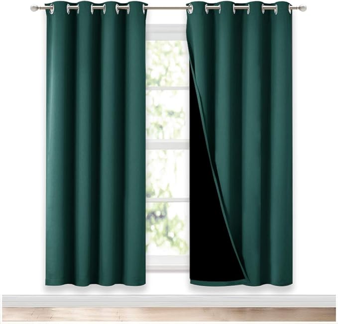 NICETOWN Full Shade Curtain Panel, Energy Smart & Noise Blocking Out Blackout Drape for Apartment Window, Thermal Insulated Guest Room Lined Window Dressing(Hunter Green, 52 x 72 inch) by NICETOWN