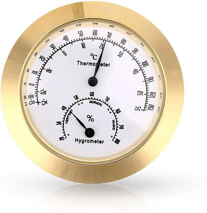 Hygrometer Thermometer Humidity Gauge Moisture Temp For Violin Guitar Instrument Case Etc Meter Tool gold by Unknown