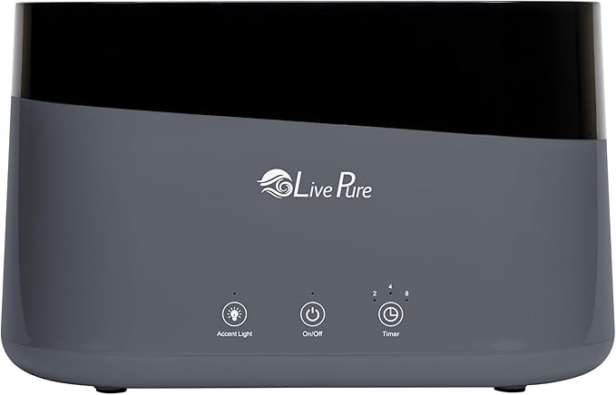 LivePure LP300HUM Aqua Flame Cool Mist Humidifier – Small Ultrasonic Plant Humidifier Indoor with Essential Oil Diffuser – Dorm Essentials, Apartment, Desks & Home Office Graphite - 0.20 Gal/ .75L - Image 9