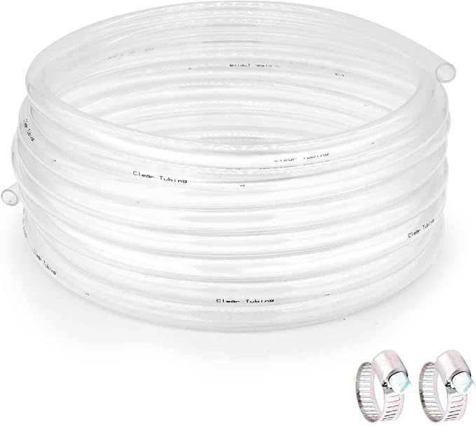 5/8’’ ID × 13/16’’ OD - 50 ft Clear Plastic Vinyl Tubing, Flexible PVC Hose Lightweight Non-Toxic vinyl Tube for Transfer Water Air Oil by ProfessionalBrand