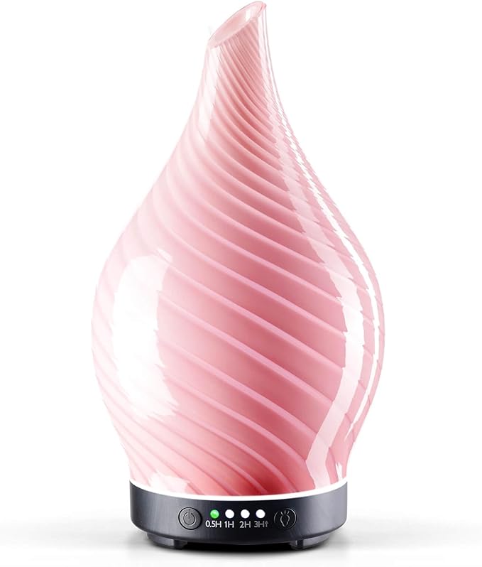 Porseme 150ml Essential Oil Diffuser Glass Color Changing Aroma Air Diffusers Aromatherapy Ultrasonic Cool Mist Humidifier 6 Running Hours Waterless Auto-Off for Sleeping Yoga Office Spa (Pure Pink) by Porseme