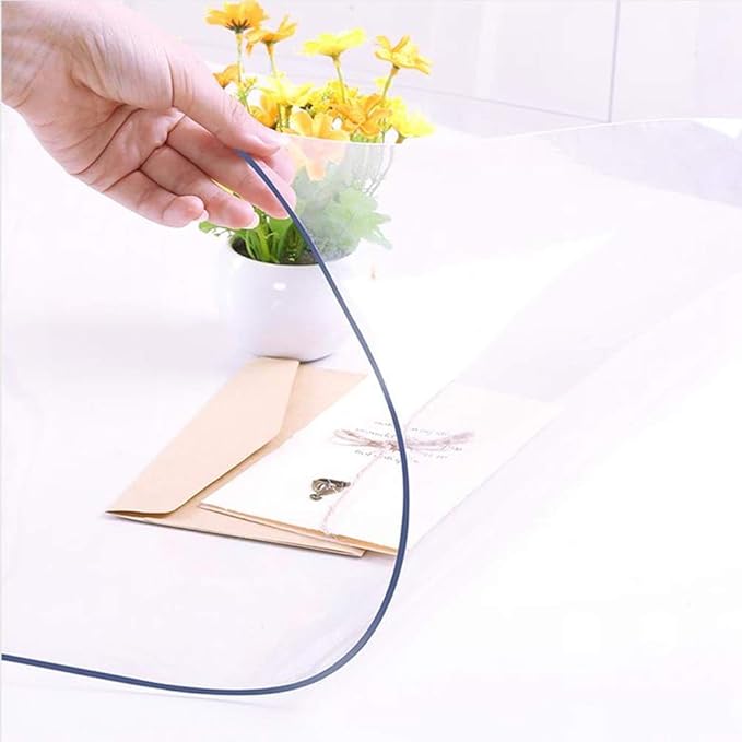 NECAUX Custom 54 x 91 Inch Clear Table Cover Protector, 1.5mm Thick Wood Grain Transparent Table Pad Non-Slip Tablecloth Plastic Protective Pad for Dining Room Table, Conference Table - Image 9