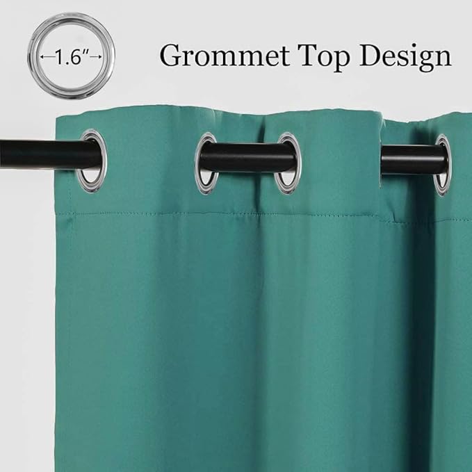 MYSKY HOME Teal Blackout Curtains 80 Inch Long for Living Room Bedroom Door Blue Closet Drapes Grommet Window Curtains Privacy Protect Room Darkening Single Panel Curtains, 52 x 80 Inch - Image 3